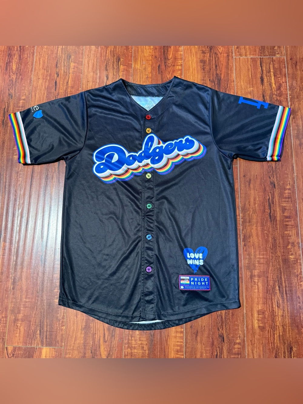 Los Angeles Dodgers LGBTQ+Pride Night Jersey Preowned 2024 Men's Sz Med Read Blw